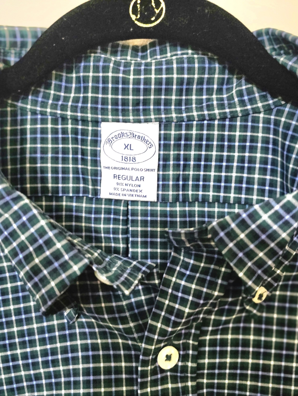 Brooks Brothers Shirt Mens Size XL Blue Green Plaid Nylon Stretch Button Up NWT. - Picture 5 of 16